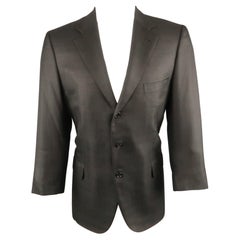 Brioni Taille 42 Manteau de sport à carreaux en laine mélangée noire