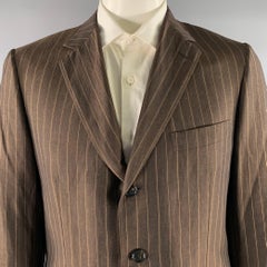 BRIONI Size 42 Brown Camel Pinstripe Wool Blend Notch Lapel Sport Coat