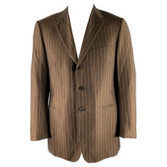 BRIONI Size 42 Brown Camel Pinstripe Wool Blend Notch Lapel Sport Coat