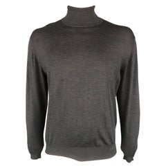 BRIONI Size 42 Gray Solid Wool Turtleneck Pullover