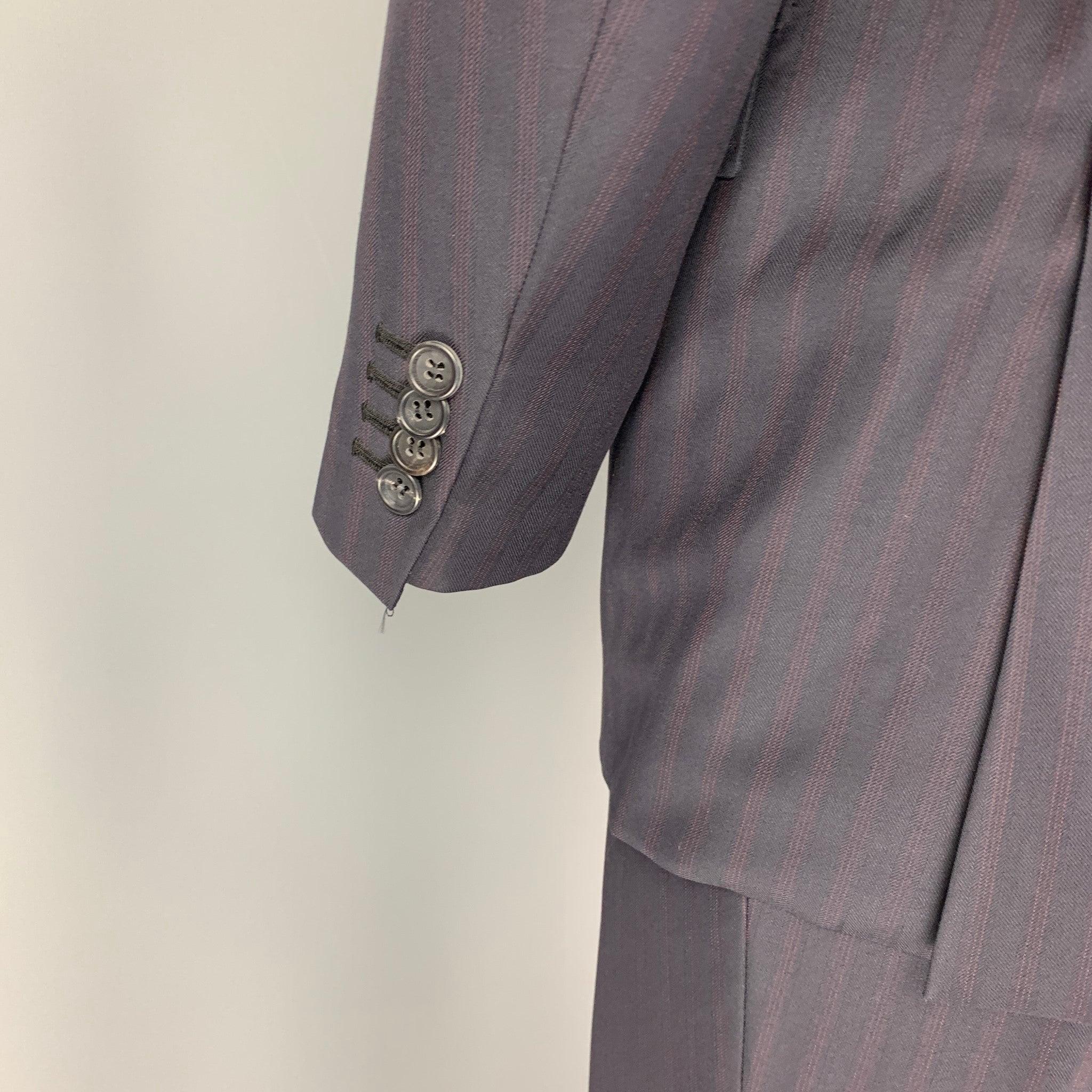 Men's BRIONI Size 42 Navy Stripe Wool Notch Lapel Suit For Sale