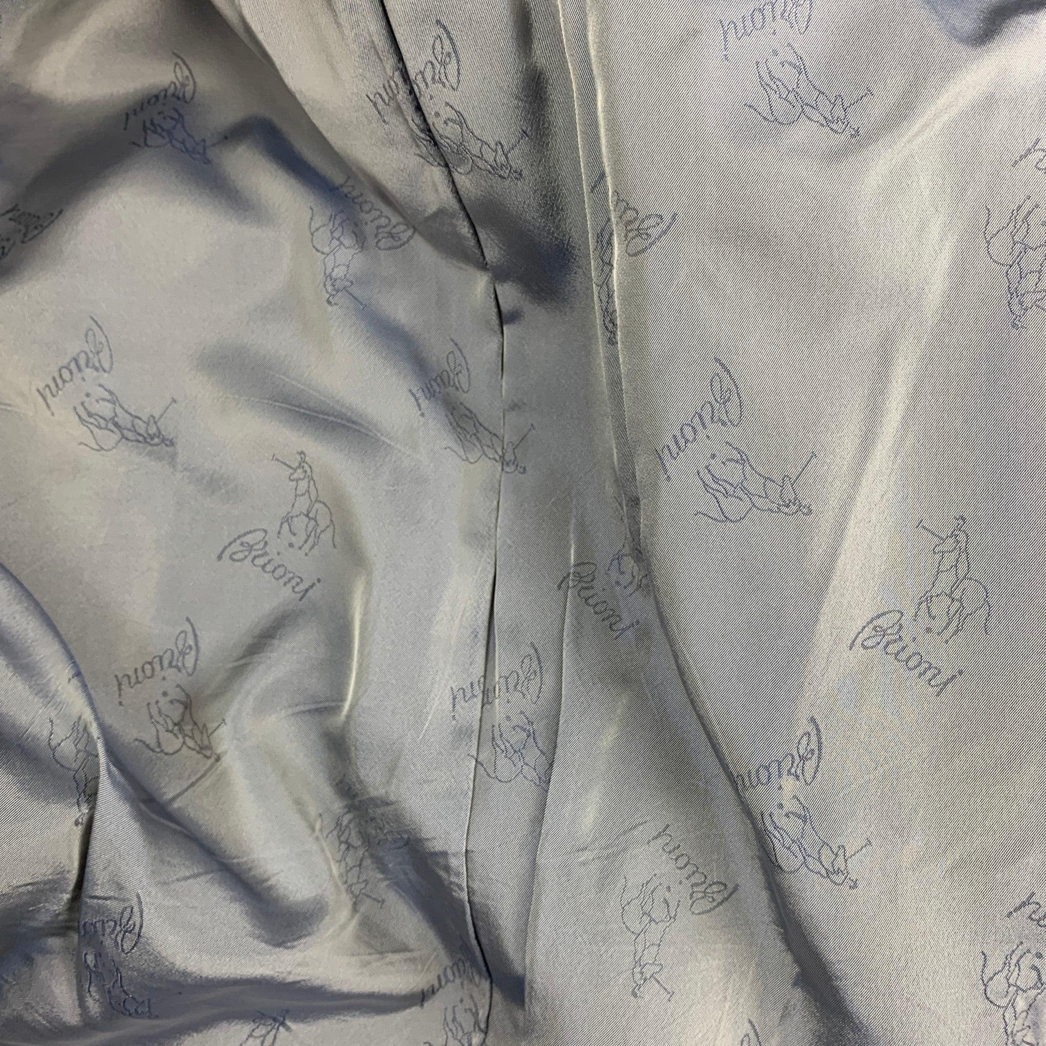 BRIONI Taille 42 Costume à revers échancré en laine rayée marine en vente 5