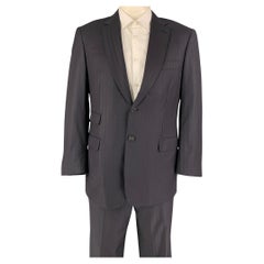 BRIONI Größe 42 Marineblauer gestreifter Anzug aus Wolle mit Revers