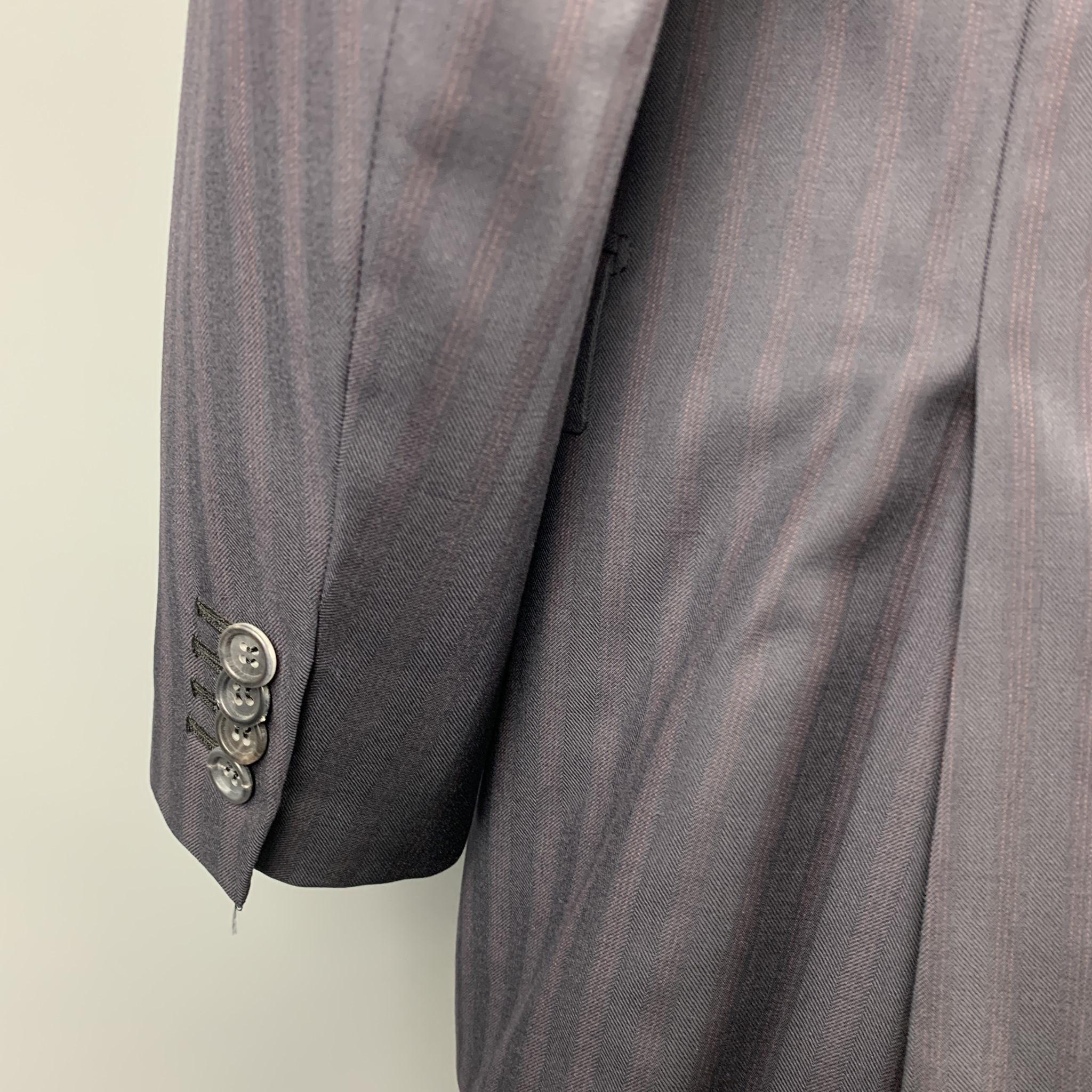 Black BRIONI Size 42 Navy Striped Wool Notch Lapel Suit