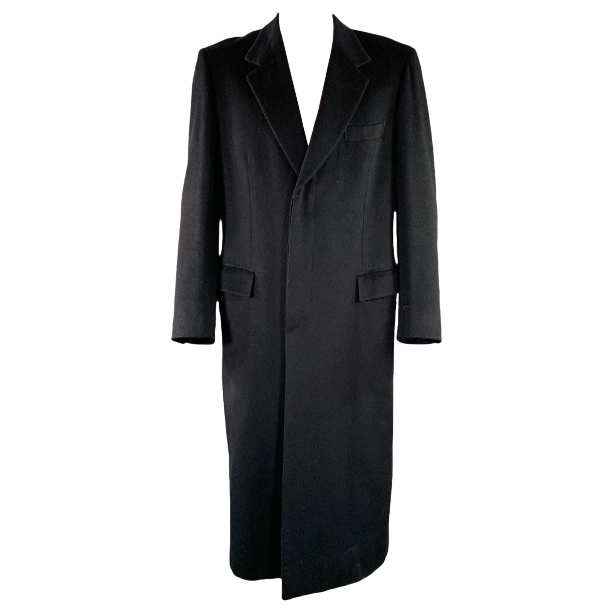 BRIONI Talla 44 Abrigo negro de cachemira de un solo pecho