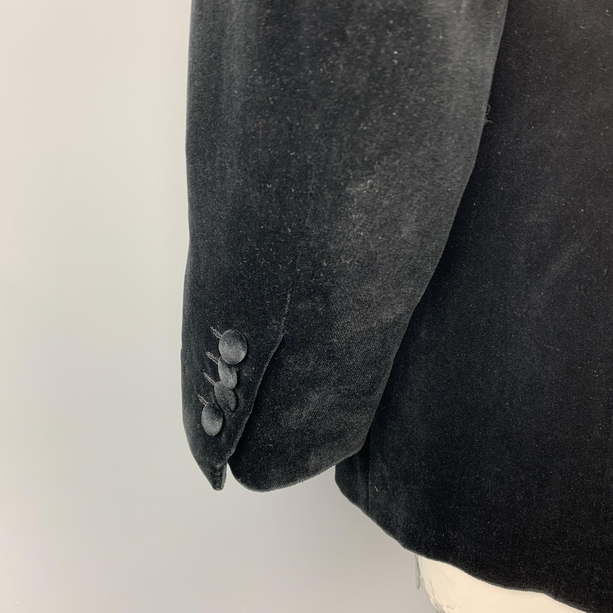 BRIONI Size 44 Regular Black Two Toned Cotton Velvet Peak Lapel Sport Coat In Excellent Condition In San Francisco, CA