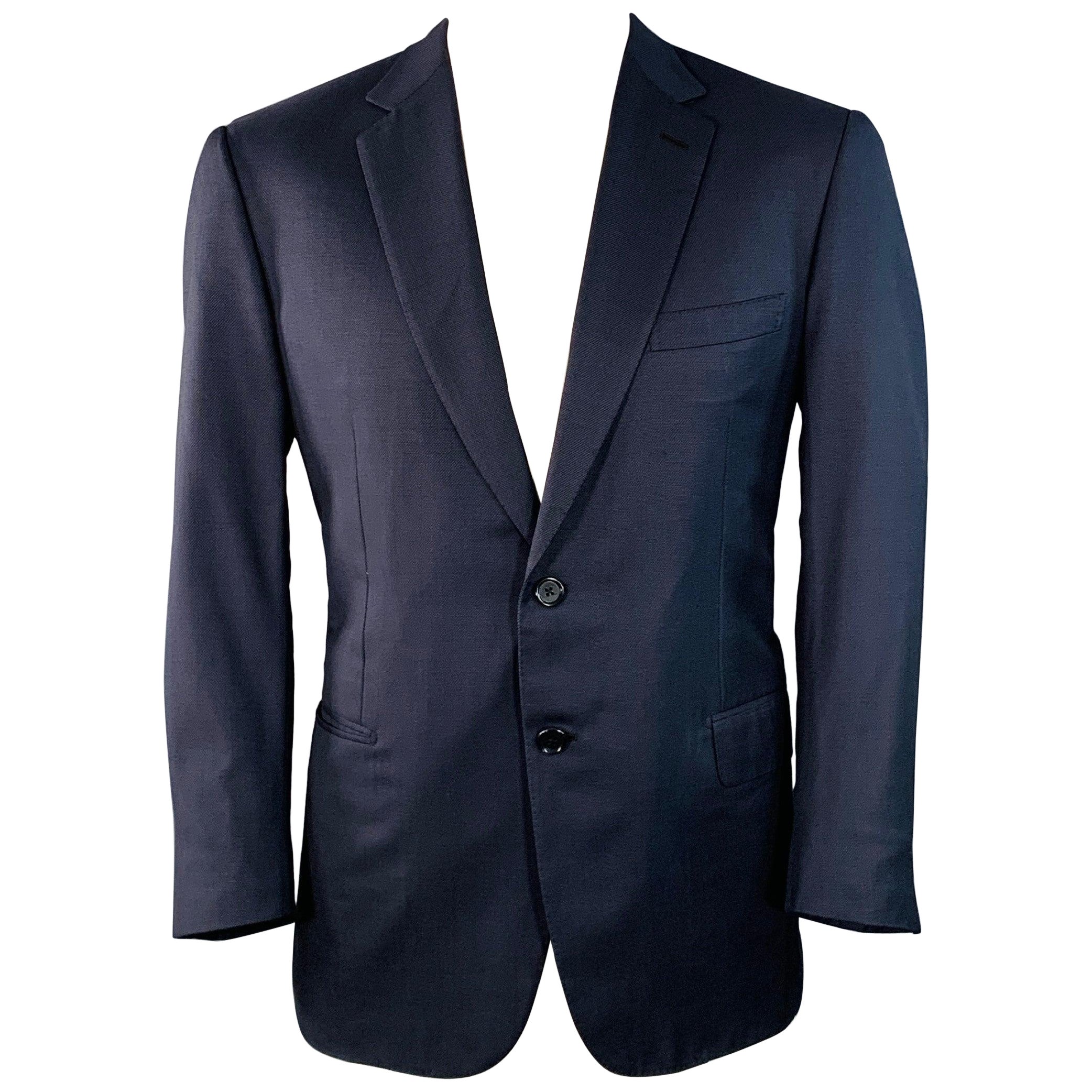 BRIONI Size 44 Regular Navy Wool Twill Notch Lapel Sport Coat