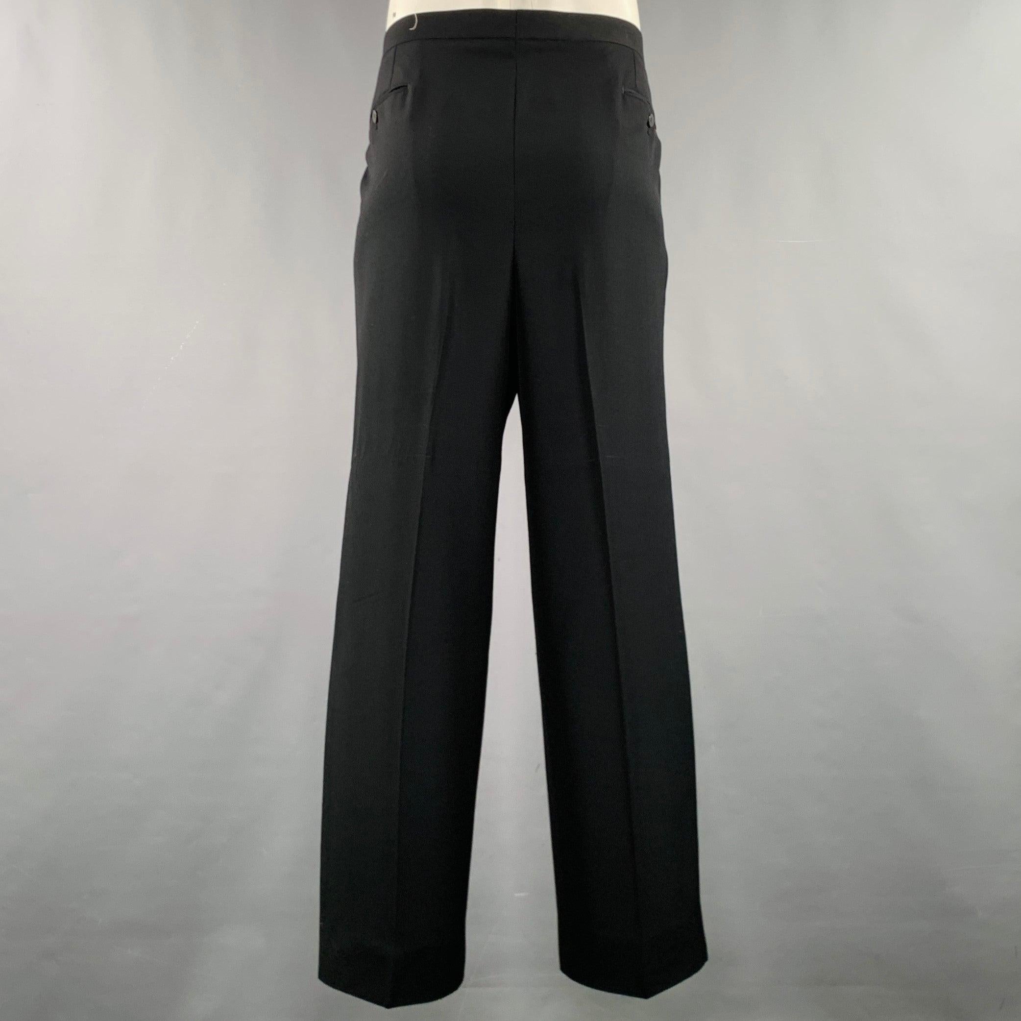 BRIONI Size 46 Black Wool Double Breasted Tuxedo 2