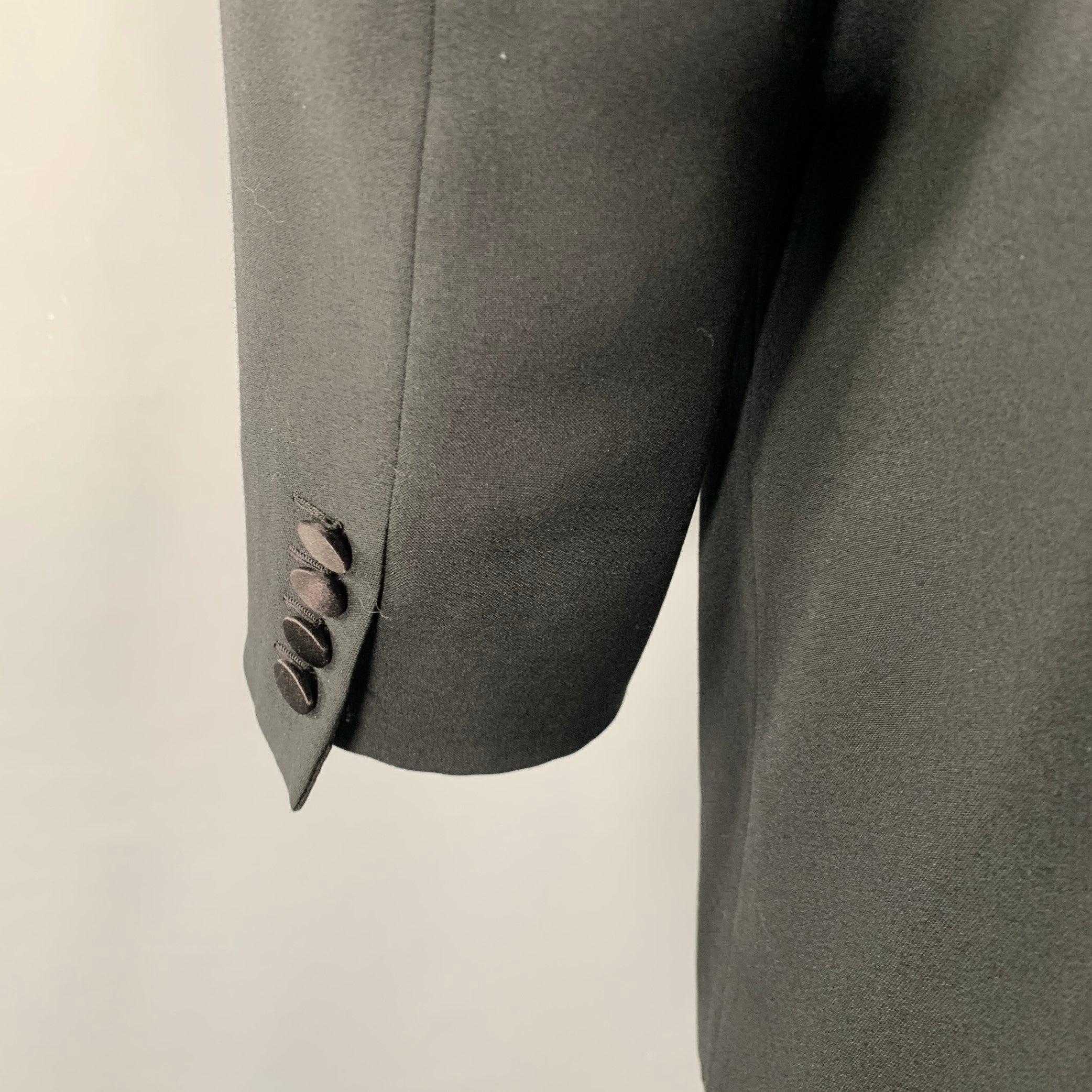 BRIONI Size 46 Black Wool Double Breasted Tuxedo 3
