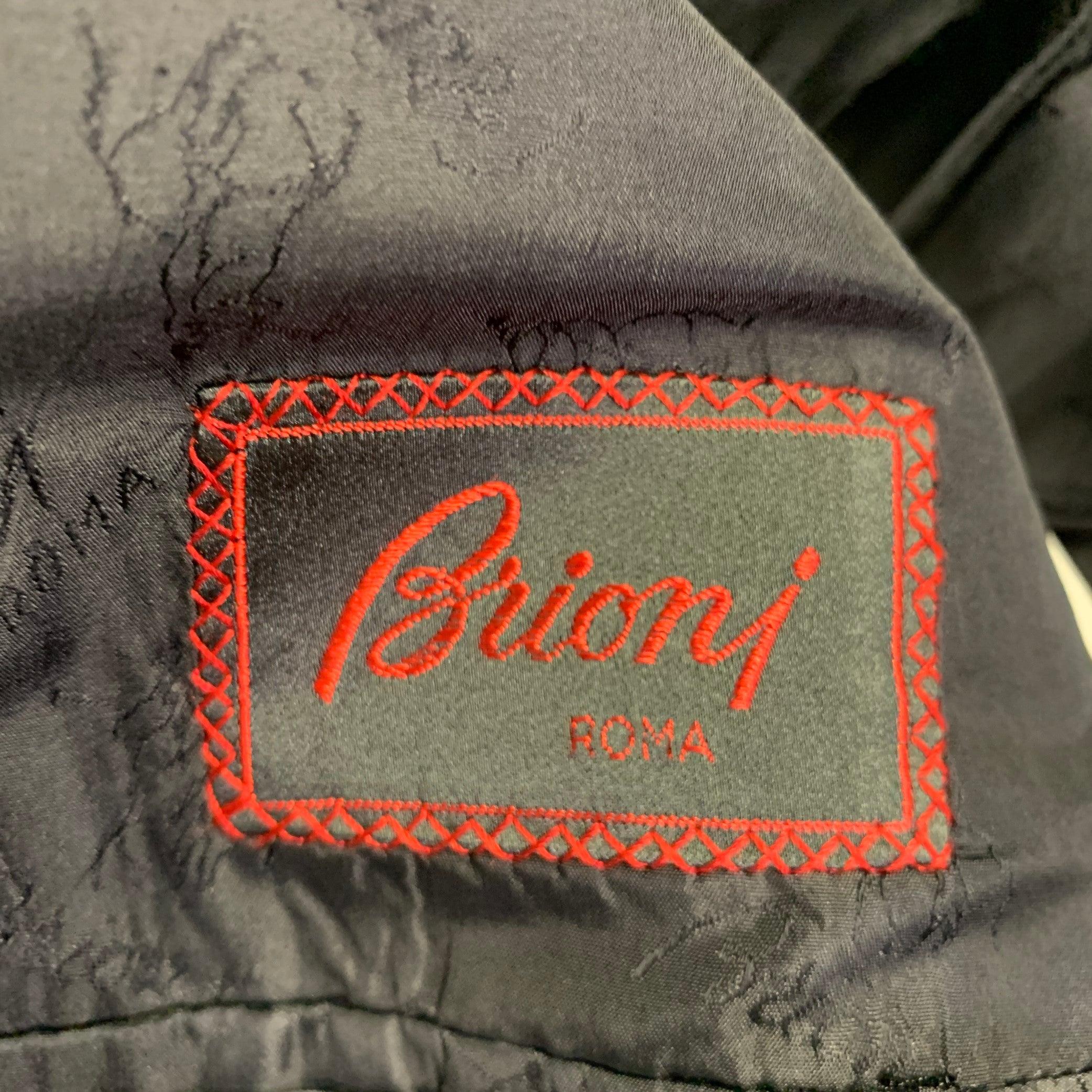 BRIONI Size 46 Black Wool Double Breasted Tuxedo 5