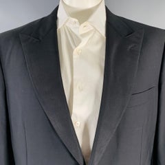 BRIONI Size 46 Black Wool Tuxedo Peak Lapel Sport Coat