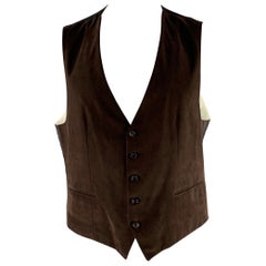 BRIONI Size 46 Brown Suede Vest