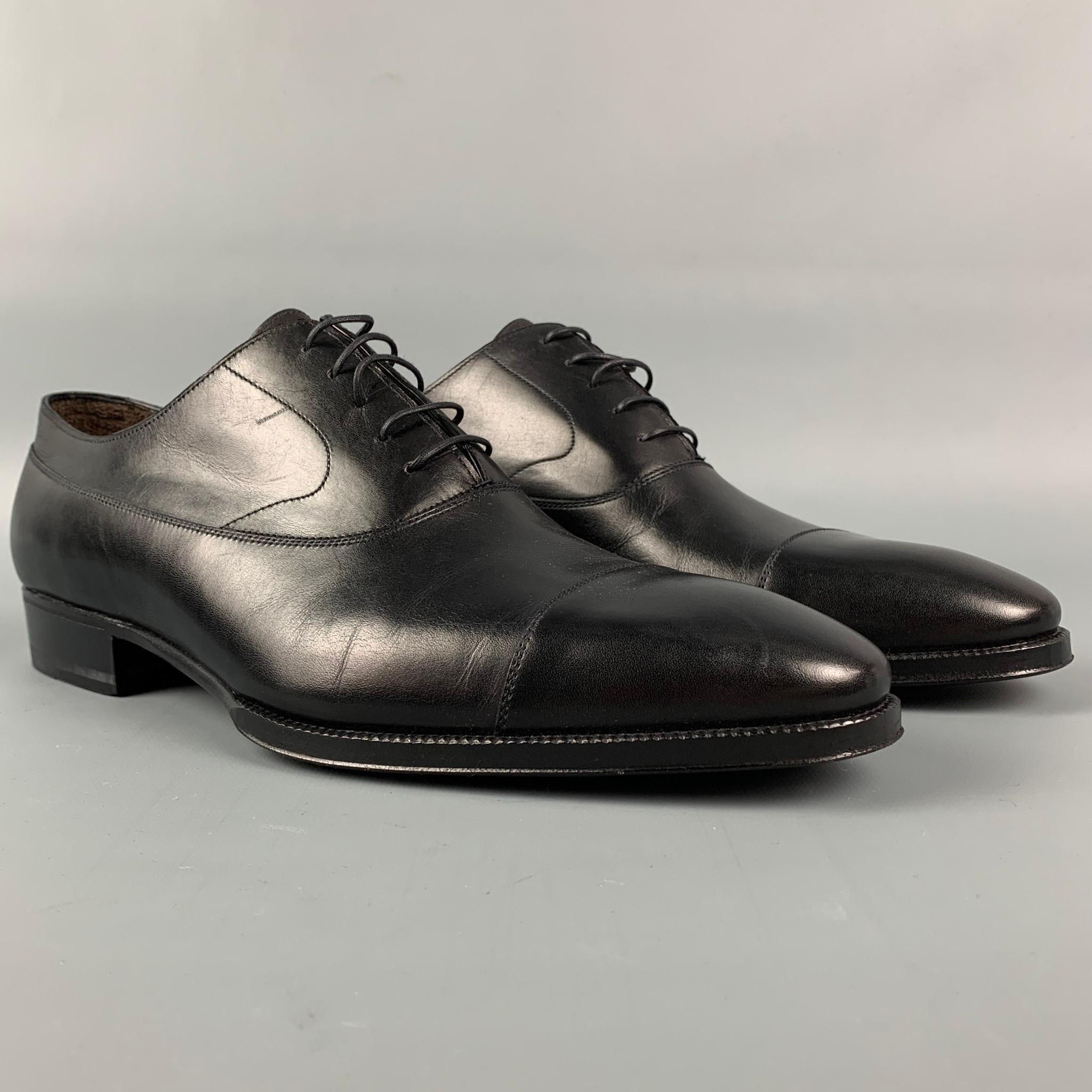 BRIONI shoes comes in a black leather featuring a cap toe and a lace up closure. Made in Italy. Retail $1225

New With Box. 
Marked: 8

Outsole: 11.5 in. x 4 in. 

SKU: 111295
Category: Lace Up Shoes

More Details
Brand: BRIONI
Size: 9
Color: