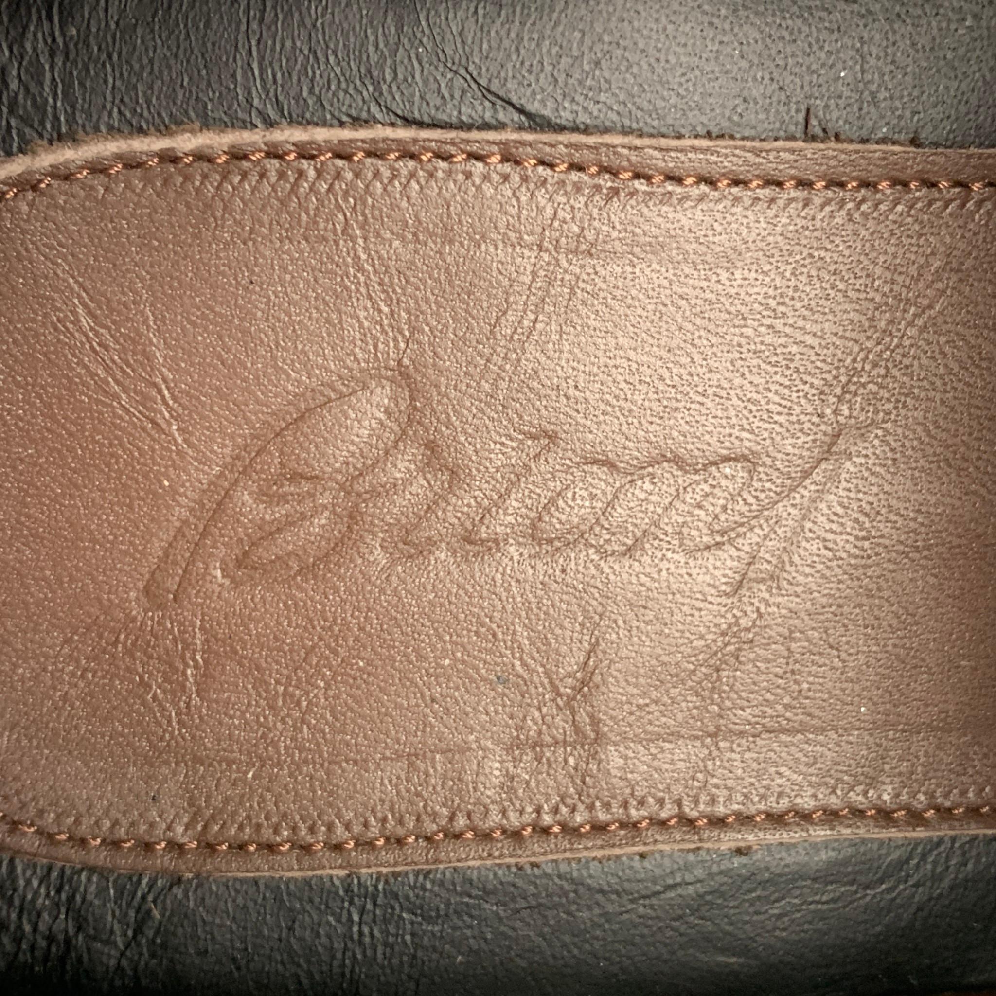 Men's BRIONI Size 9 Black Leather Cap Toe Lace Up Shoes