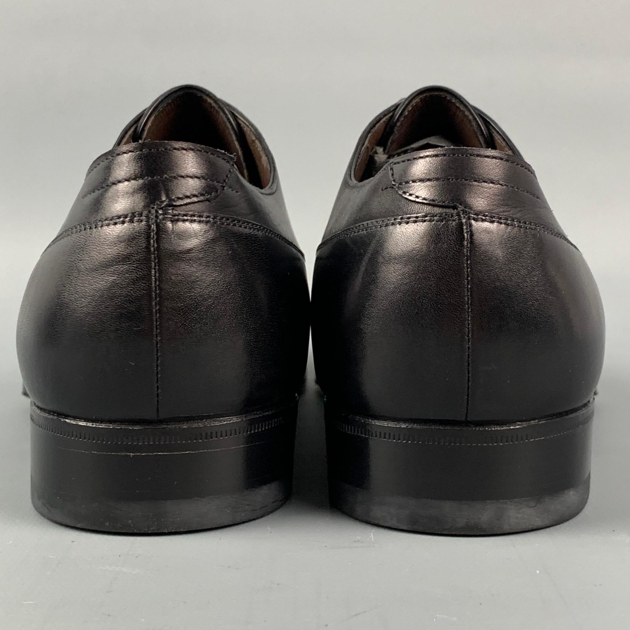 BRIONI Size 9 Black Leather Cap Toe Lace Up Shoes 1