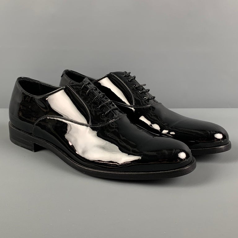 BRIONI Size 9 Black Patent Leather Lace Up Shoes at 1stDibs