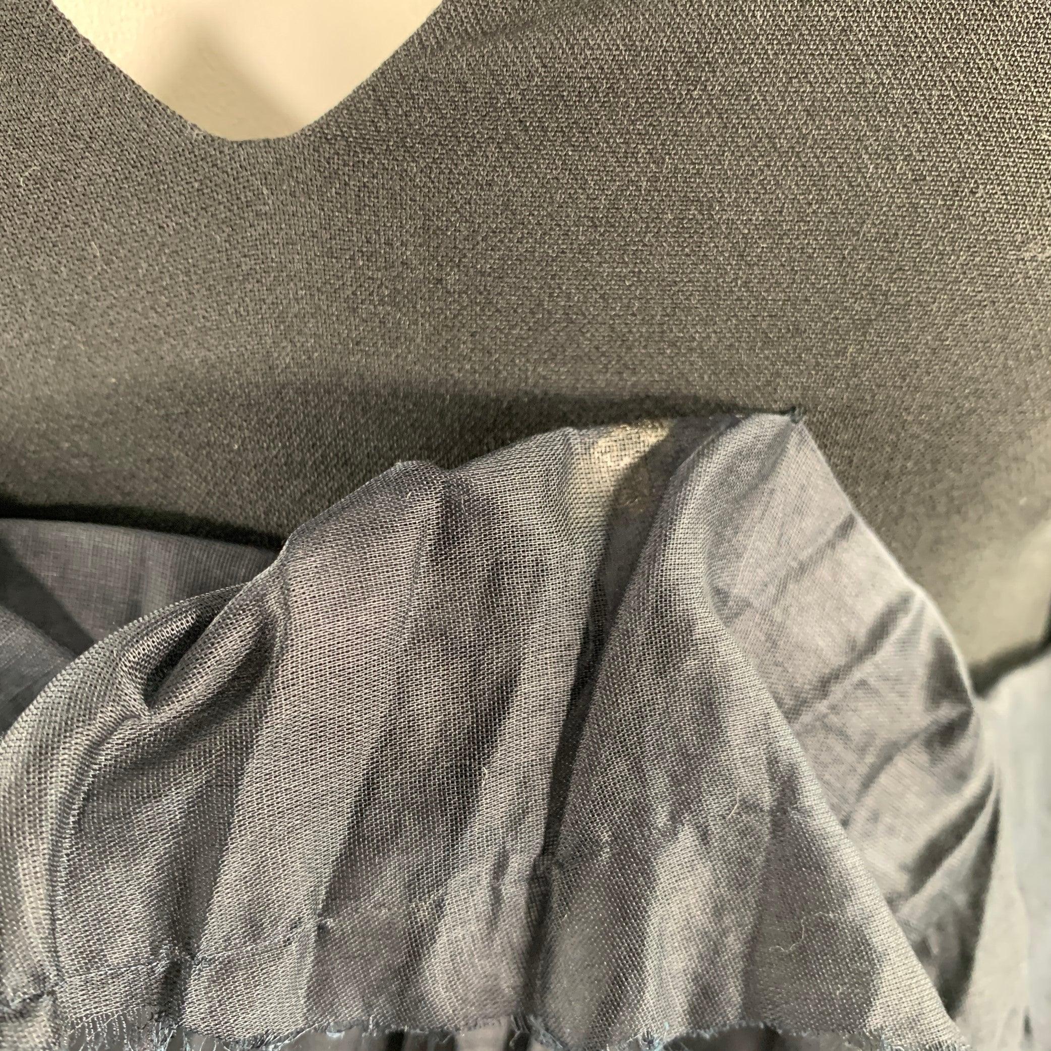 BRIONI Size L Black Mercerized Cotton Ruffled Open Back Cocktail Dress For Sale 3