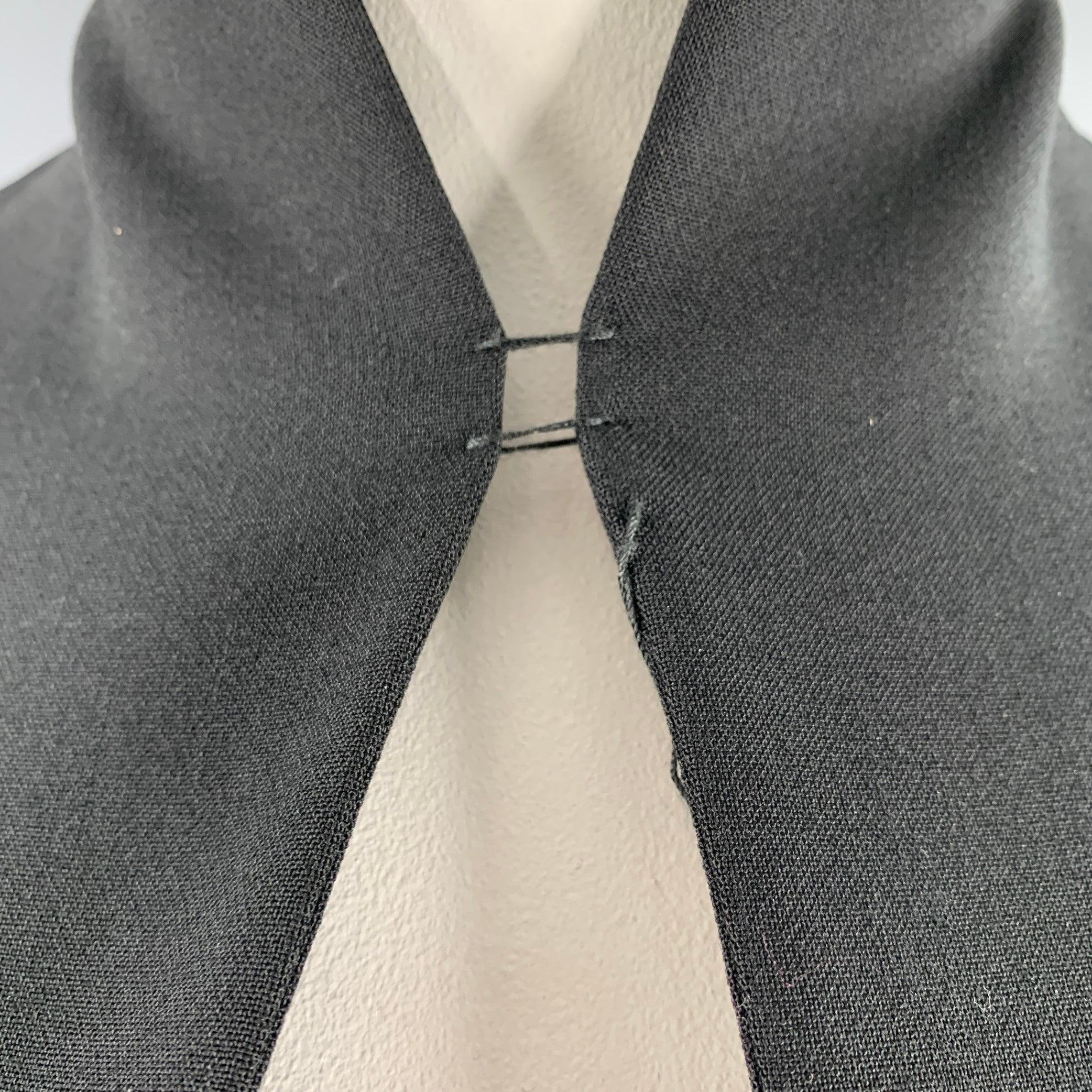 BRIONI Size L Black Mercerized Cotton Ruffled Open Back Cocktail Dress For Sale 4