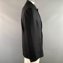 Veste BRIONI taille L en soie et cachemire noir, à col pointu