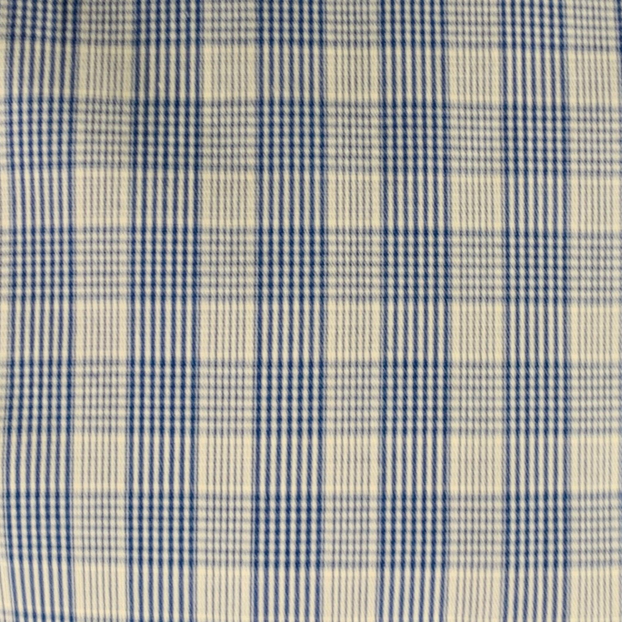 BRIONI long sleeve shirt
in a blue and light blue cotton woven fabric featuring a checkered plaid pattern, spread collar, and button closure. Made in Italy.Excellent Pre-Owned Condition. 

Marked:   L/16.5 

Measurements: 
 
Shoulder: 17 inches
