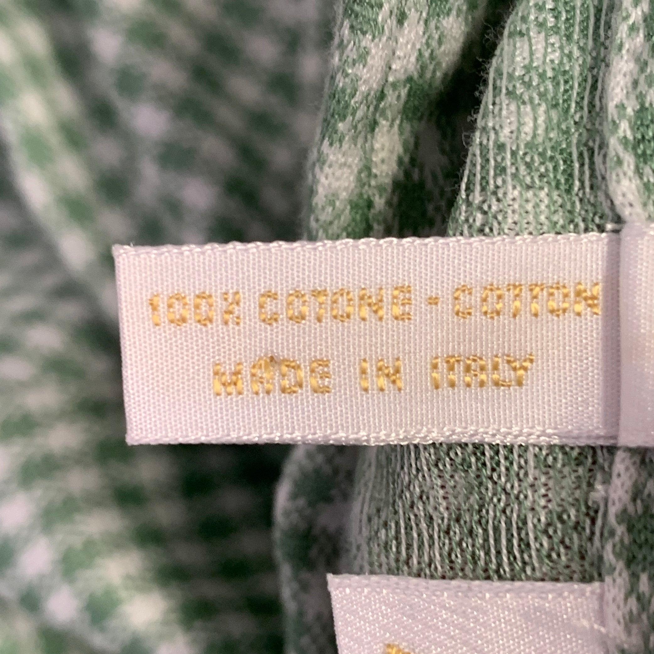BRIONI Größe L Grün-Weiß kariertes Baumwoll Polo mit halber Plakette aus Baumwolle Herren im Angebot