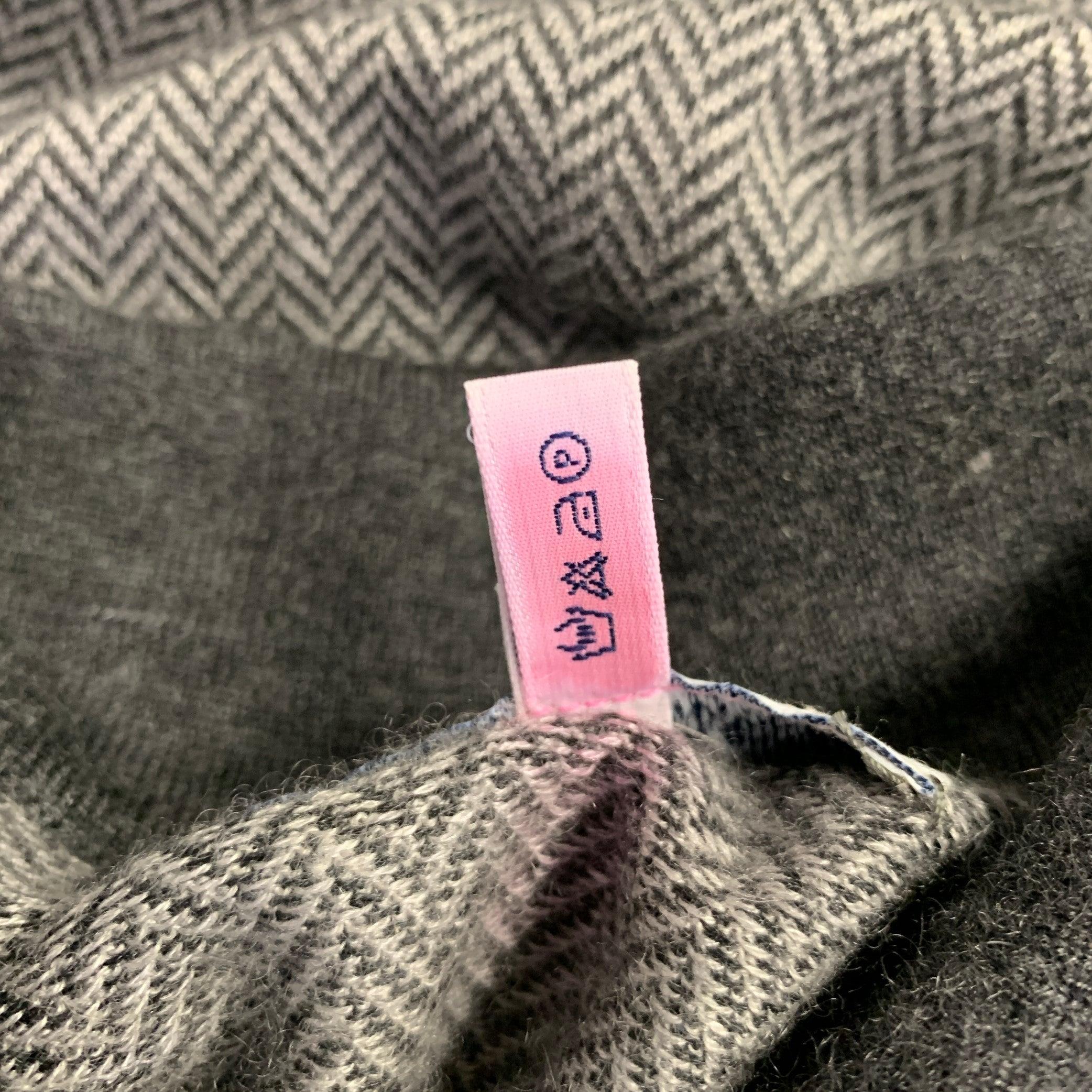 BRIONI Size L Grey Herringbone Cashmere Silk Polo Pullover For Sale 1