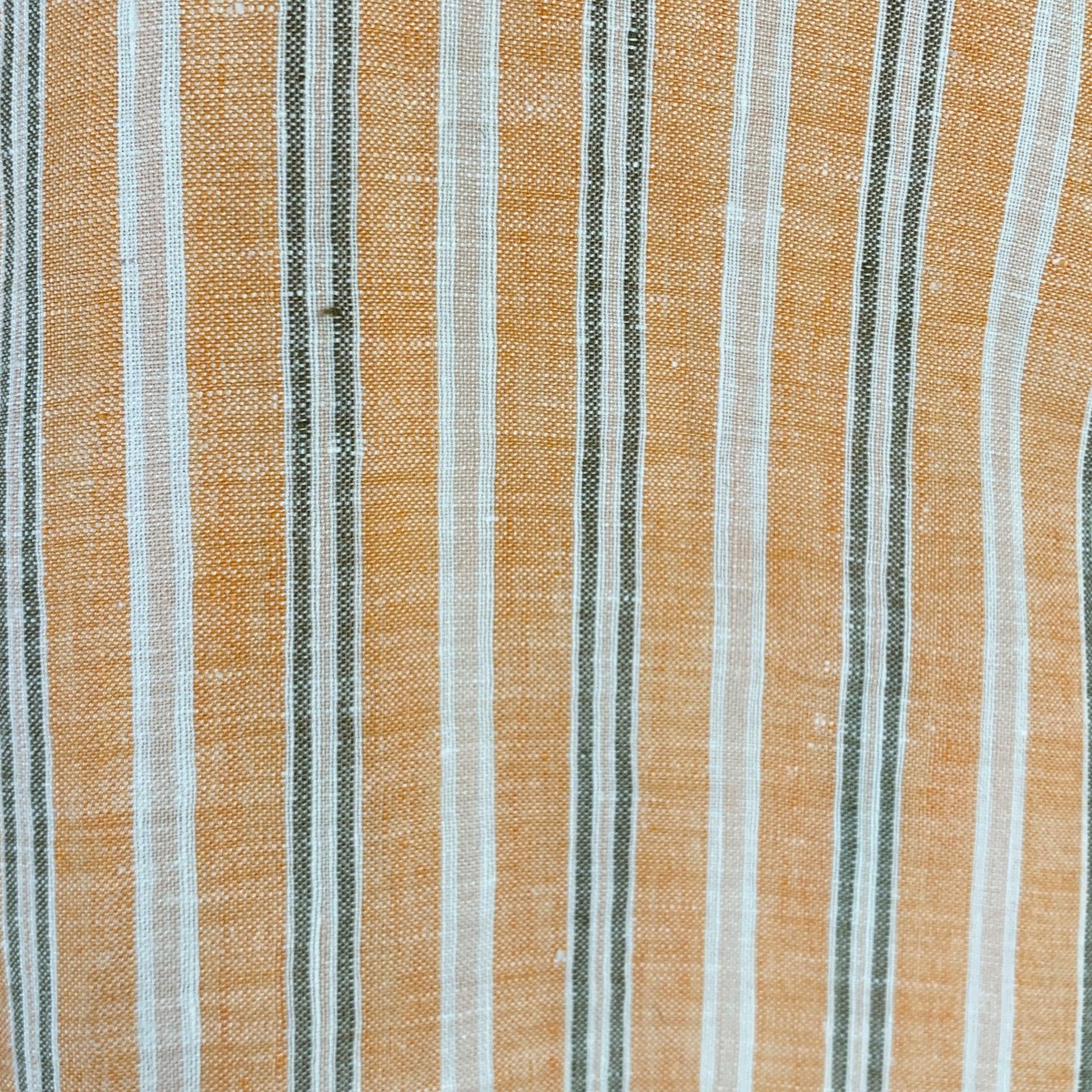 BRIONI long sleeve shirt in an orange and white linen woven fabric featuring a stripe pattern, one pocket, hidden button down collar, and button closure. Made in Italy.Excellent Pre-Owned Condition. 

Marked:   L 

Measurements: 
 
Shoulder: 18.5