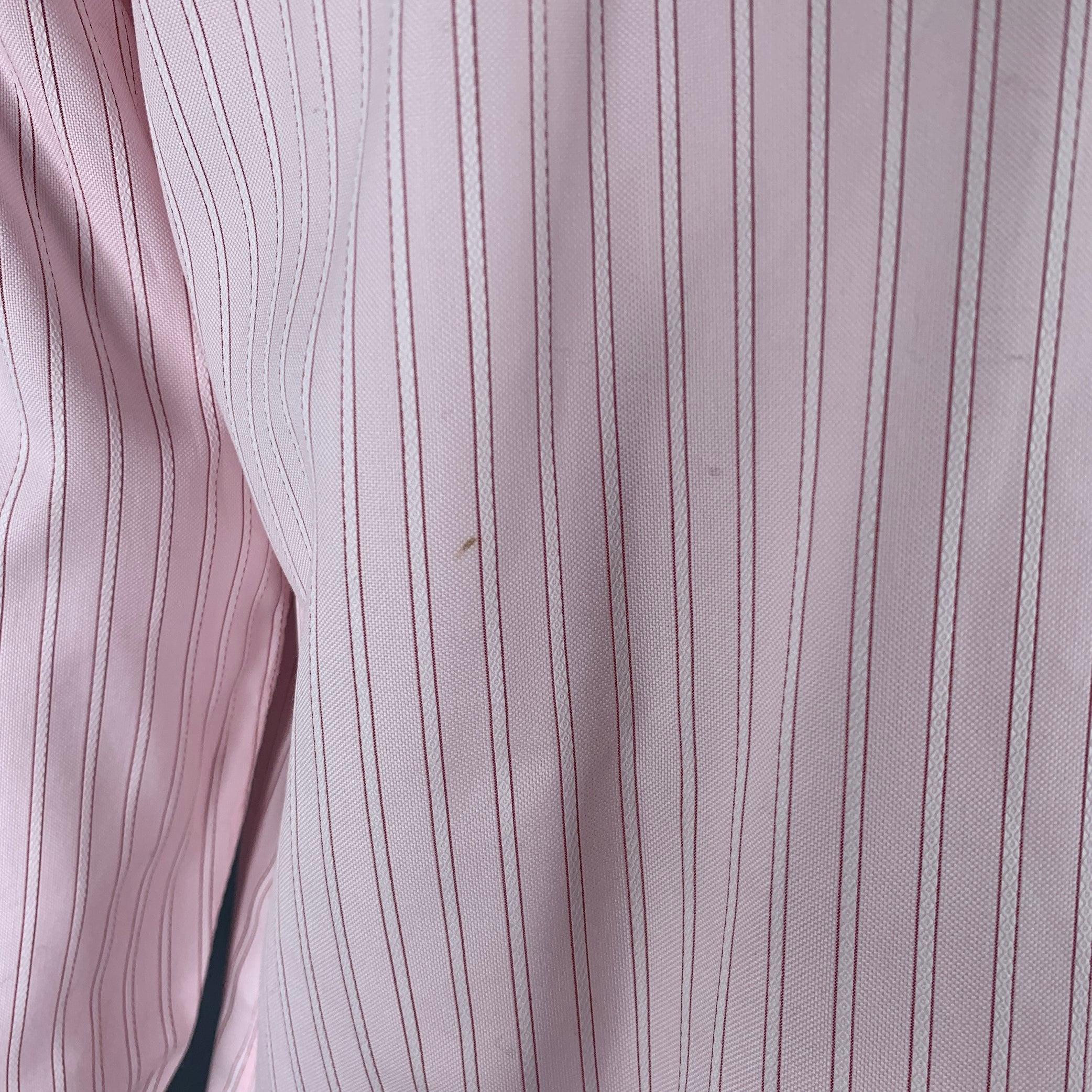 BRIONI Size L Pink Stripe Cotton Button Up Long Sleeve Shirt For Sale 1