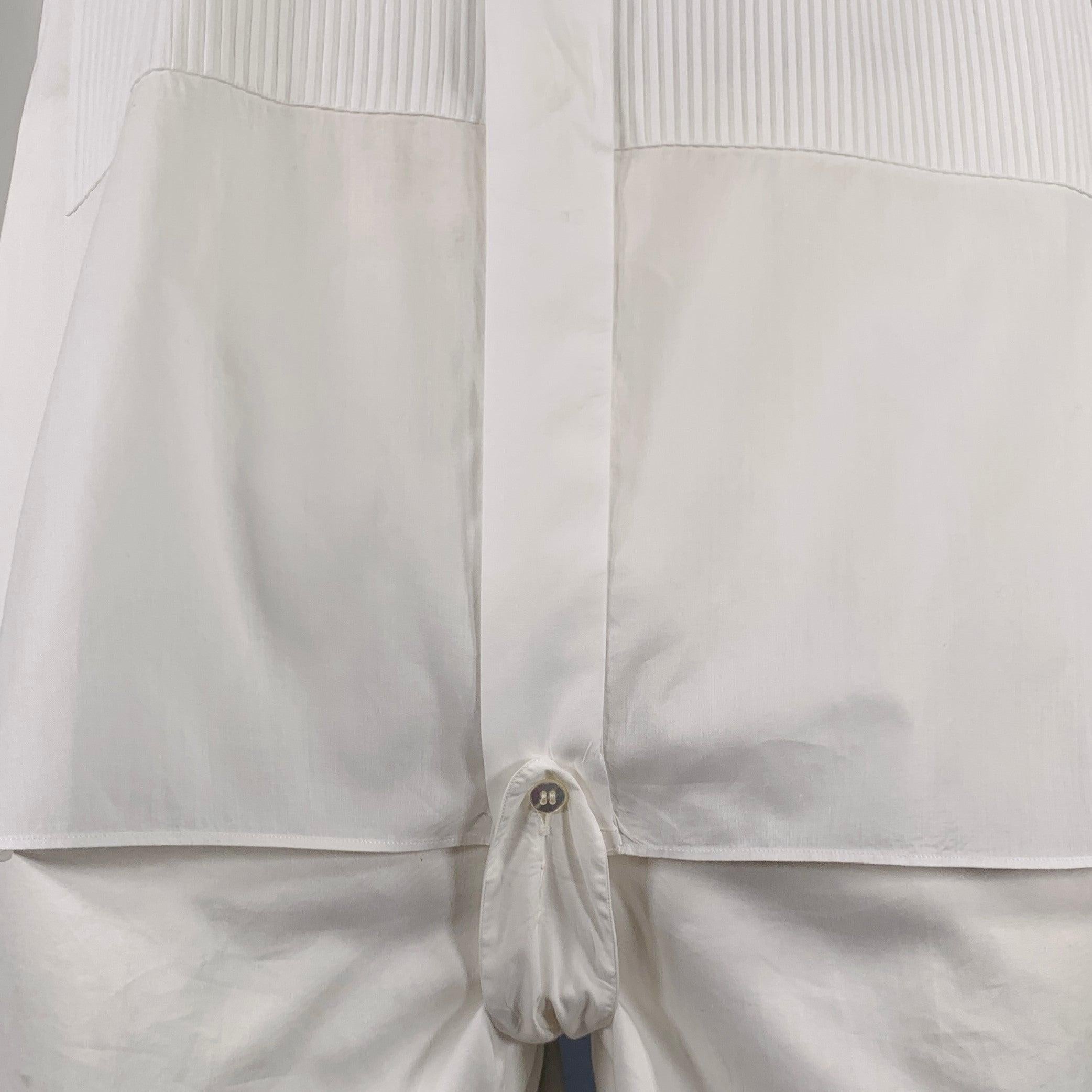 Men's BRIONI Size L White Cotton Tuxedo Long Sleeve Shirt
