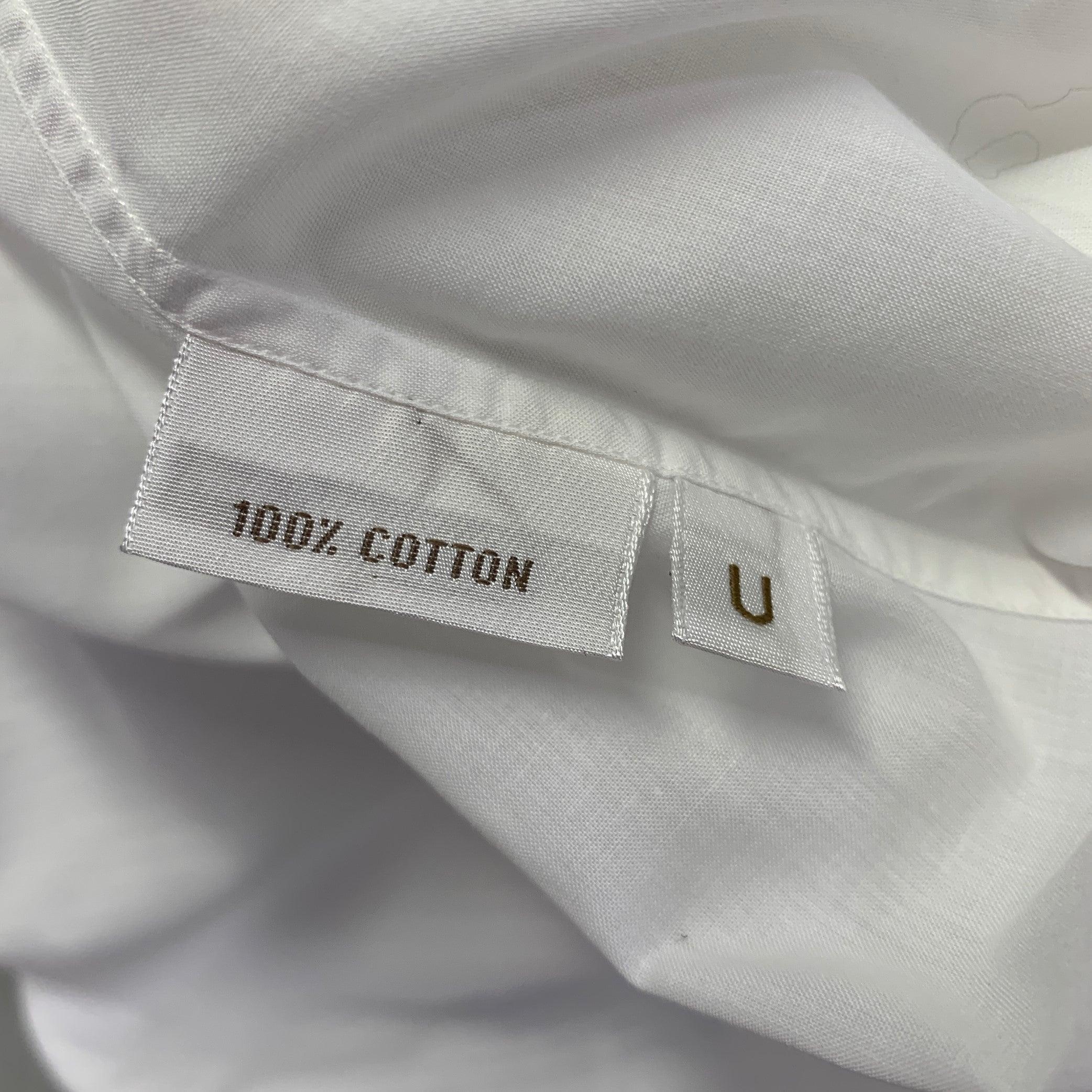 BRIONI Size L White Cotton Tuxedo Long Sleeve Shirt 3