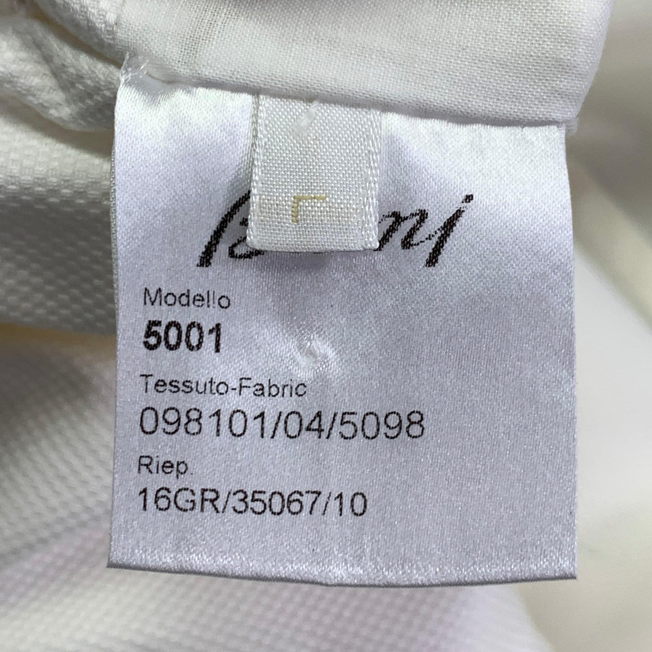 BRIONI Size L White Woven Cotton Blend Notch Lapel Jacket For Sale 5