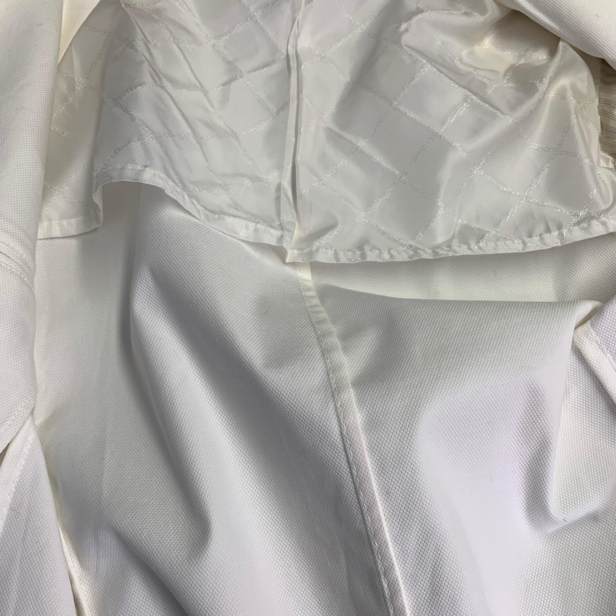 BRIONI Size L White Woven Cotton Blend Notch Lapel Jacket For Sale 4