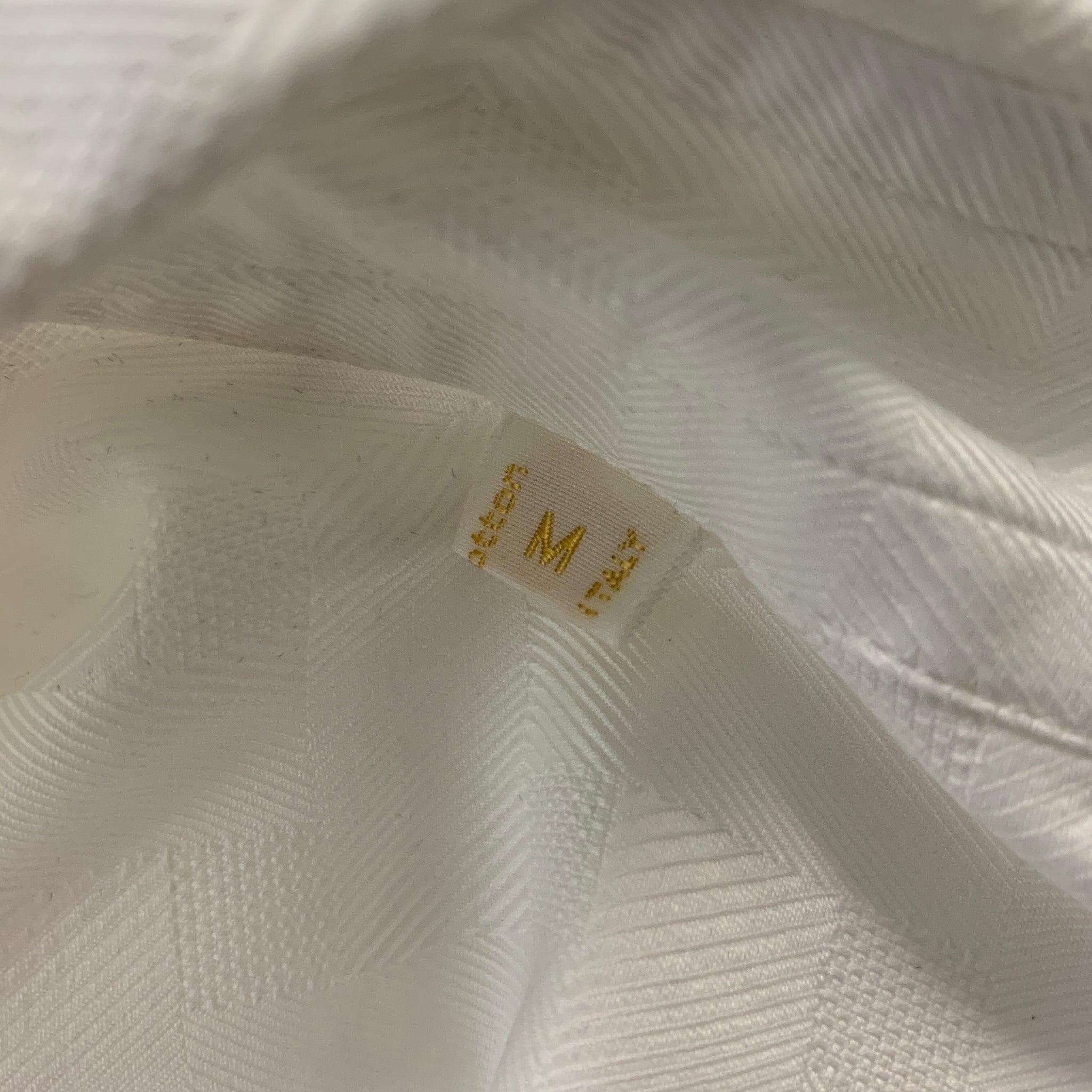 BRIONI Size M White Jacquard Cotton Button Down Long Sleeve Shirt 2