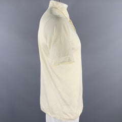 BRIONI Size XL Cream Pique Cotton Polo
