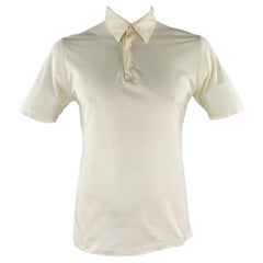 BRIONI Size XL Cream Pique Cotton Polo