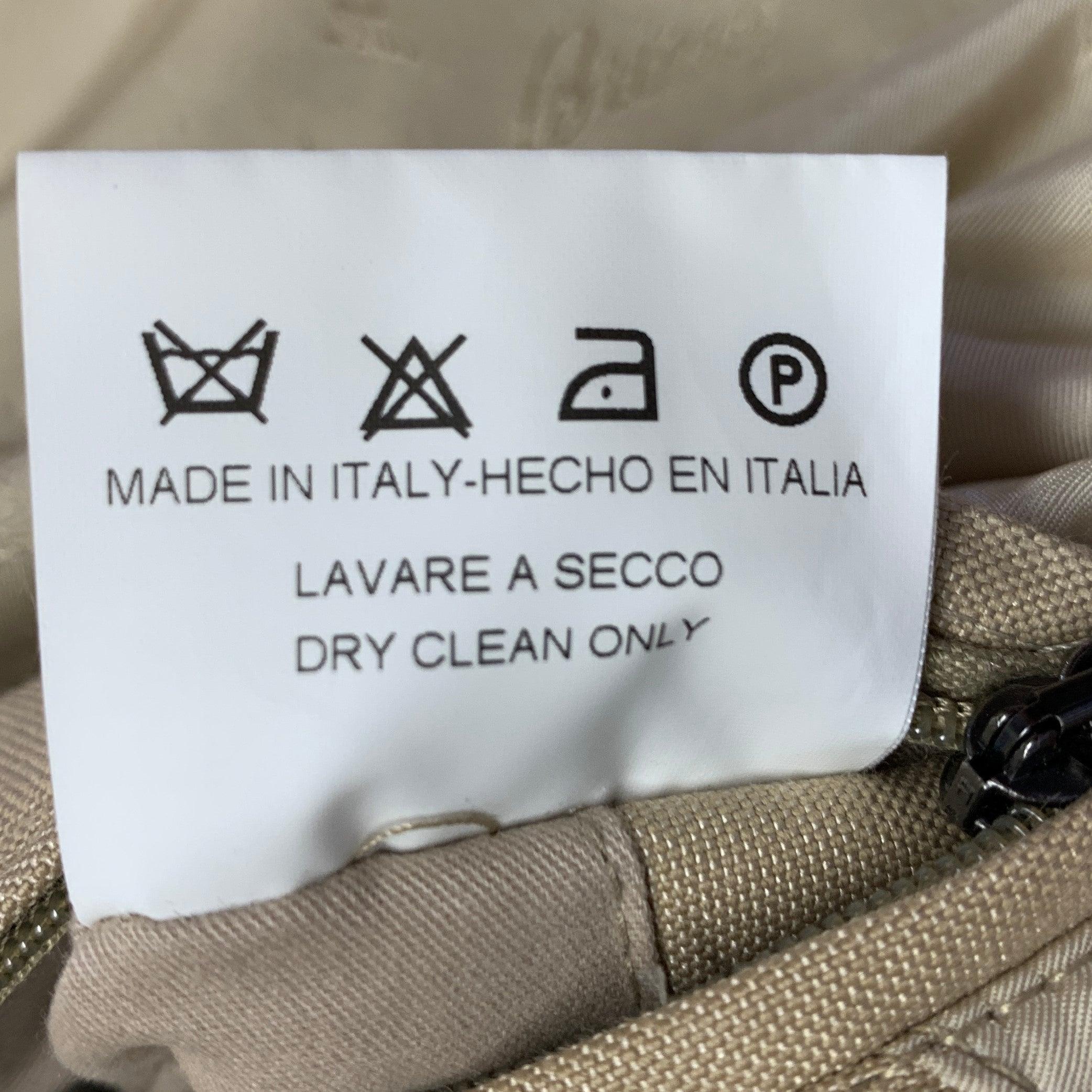 BRIONI Talla XL Abrigo Caqui Algodón Seda Cremallera Botones Sistema Tormenta en venta 5
