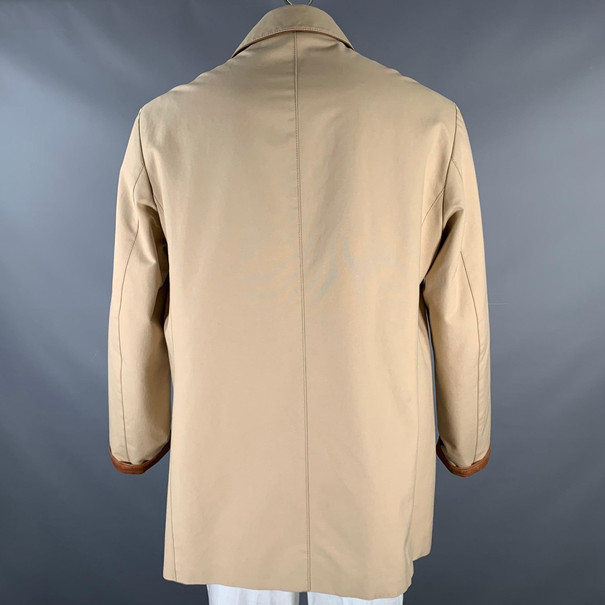 De los hombres BRIONI Talla XL Abrigo Caqui Algodón Seda Cremallera Botones Sistema Tormenta en venta