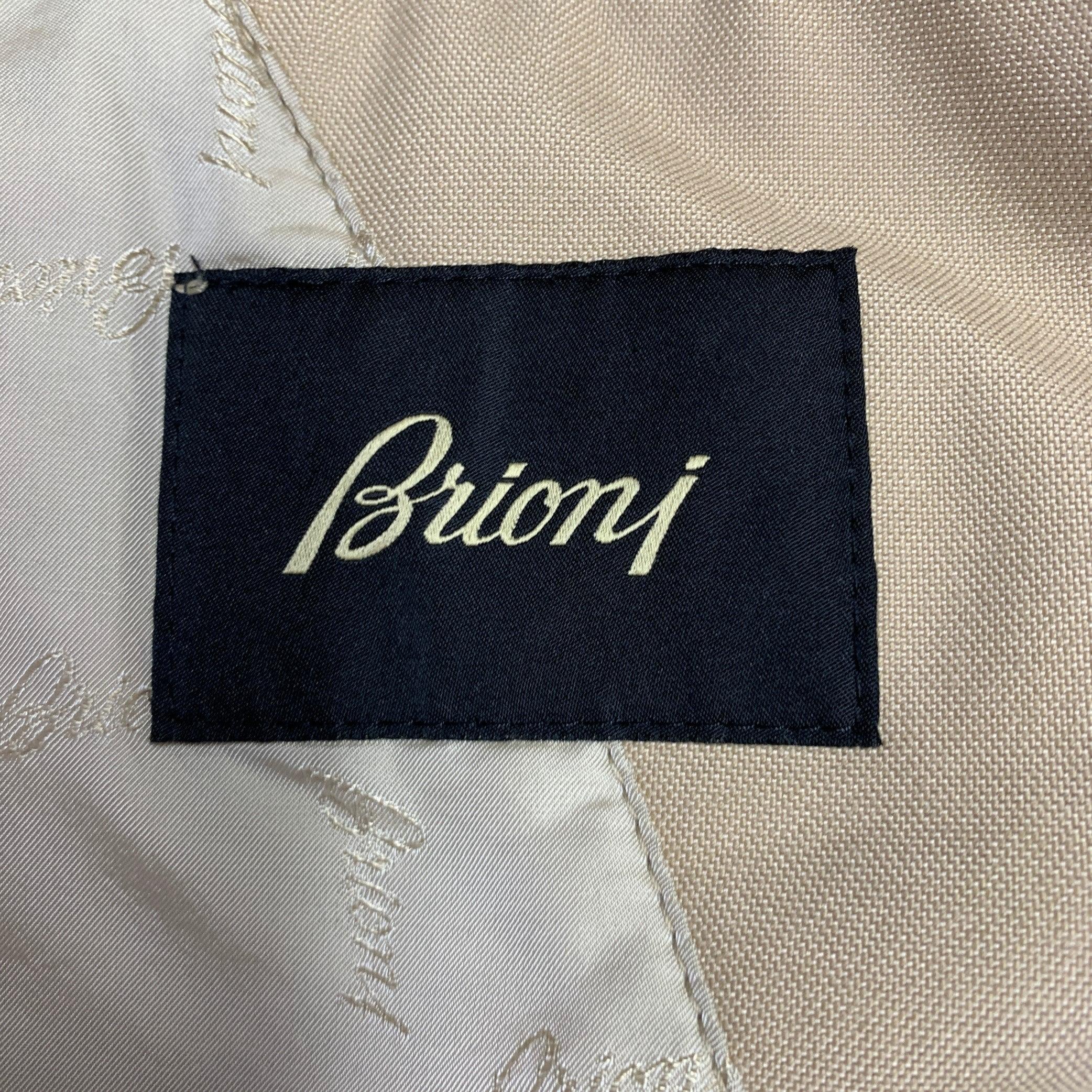BRIONI Talla XL Abrigo Caqui Algodón Seda Cremallera Botones Sistema Tormenta en venta 3