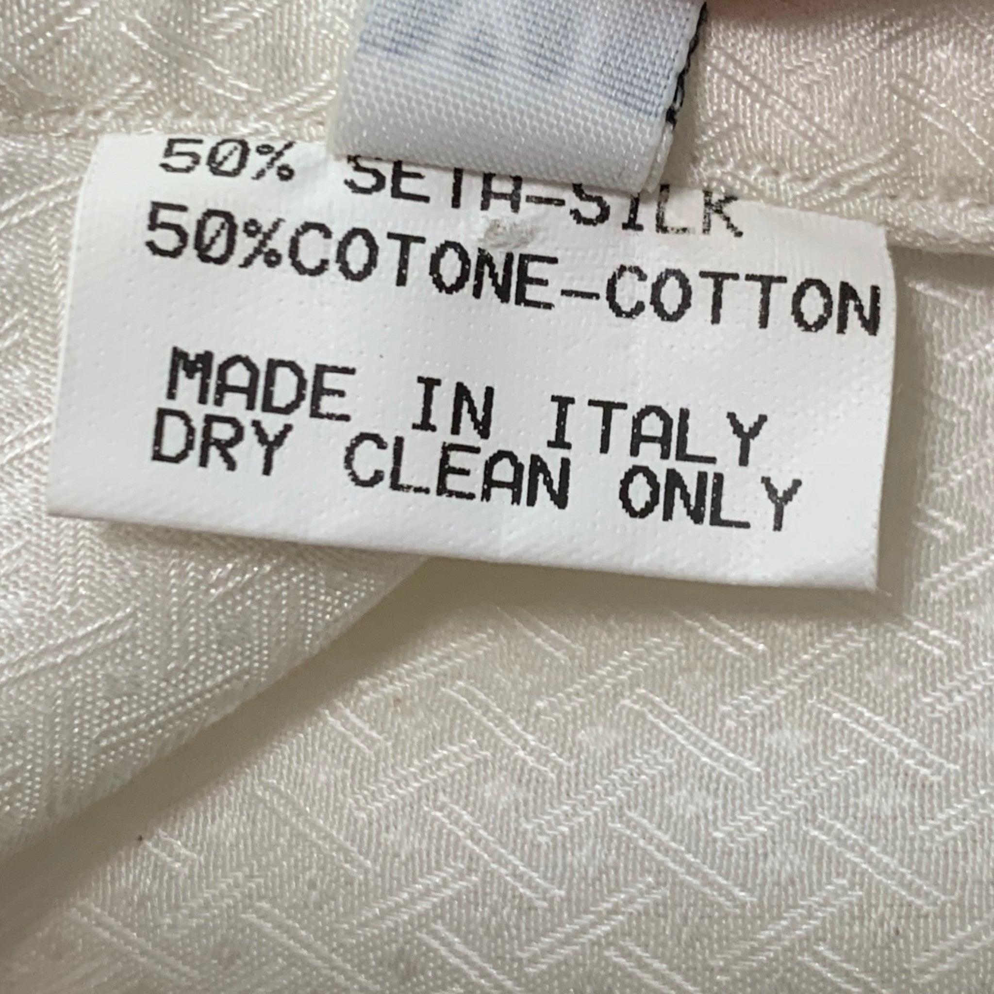 BRIONI Size XL Off White Jacquard Silk Cotton Tuxedo Long Sleeve Shirt For Sale 4
