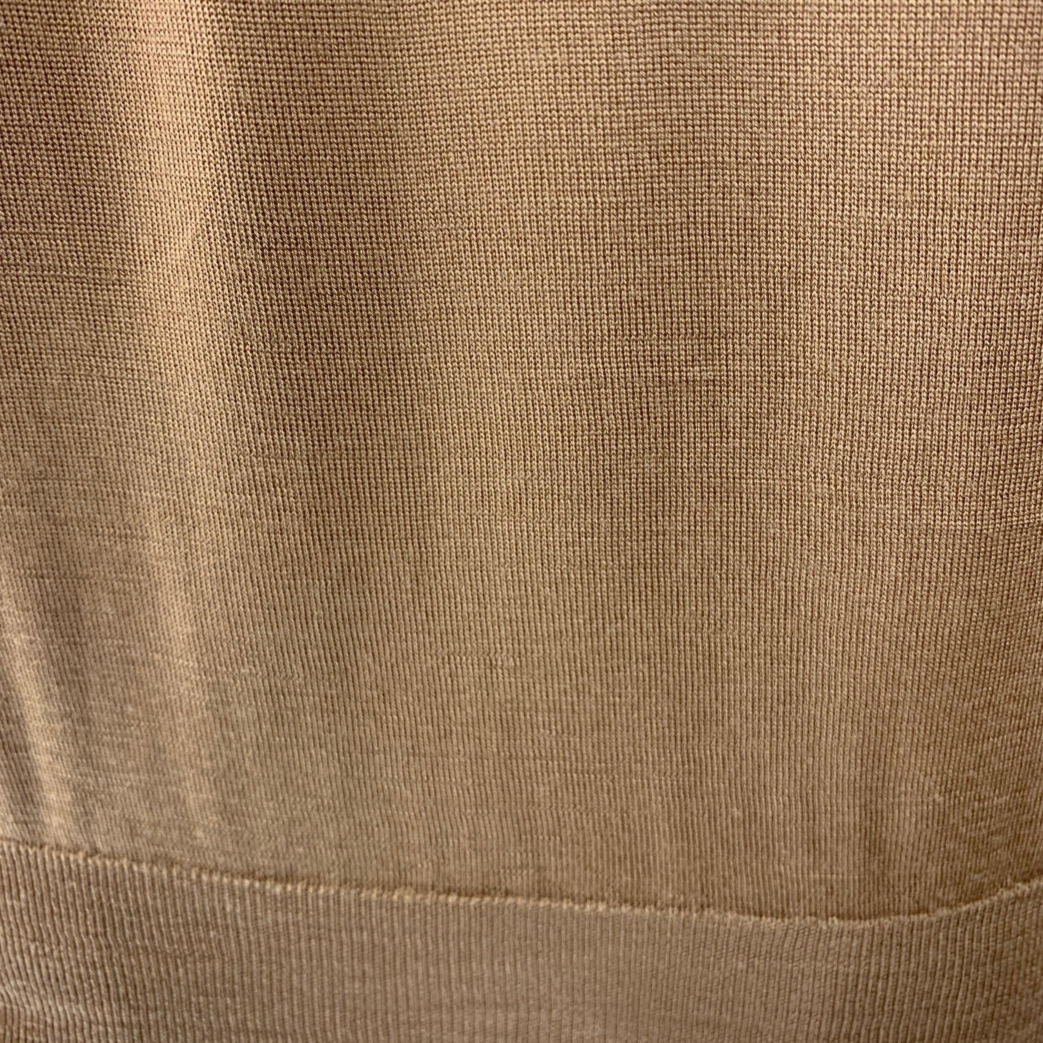 Men's BRIONI Size XL Tan Knit Polo Pullover