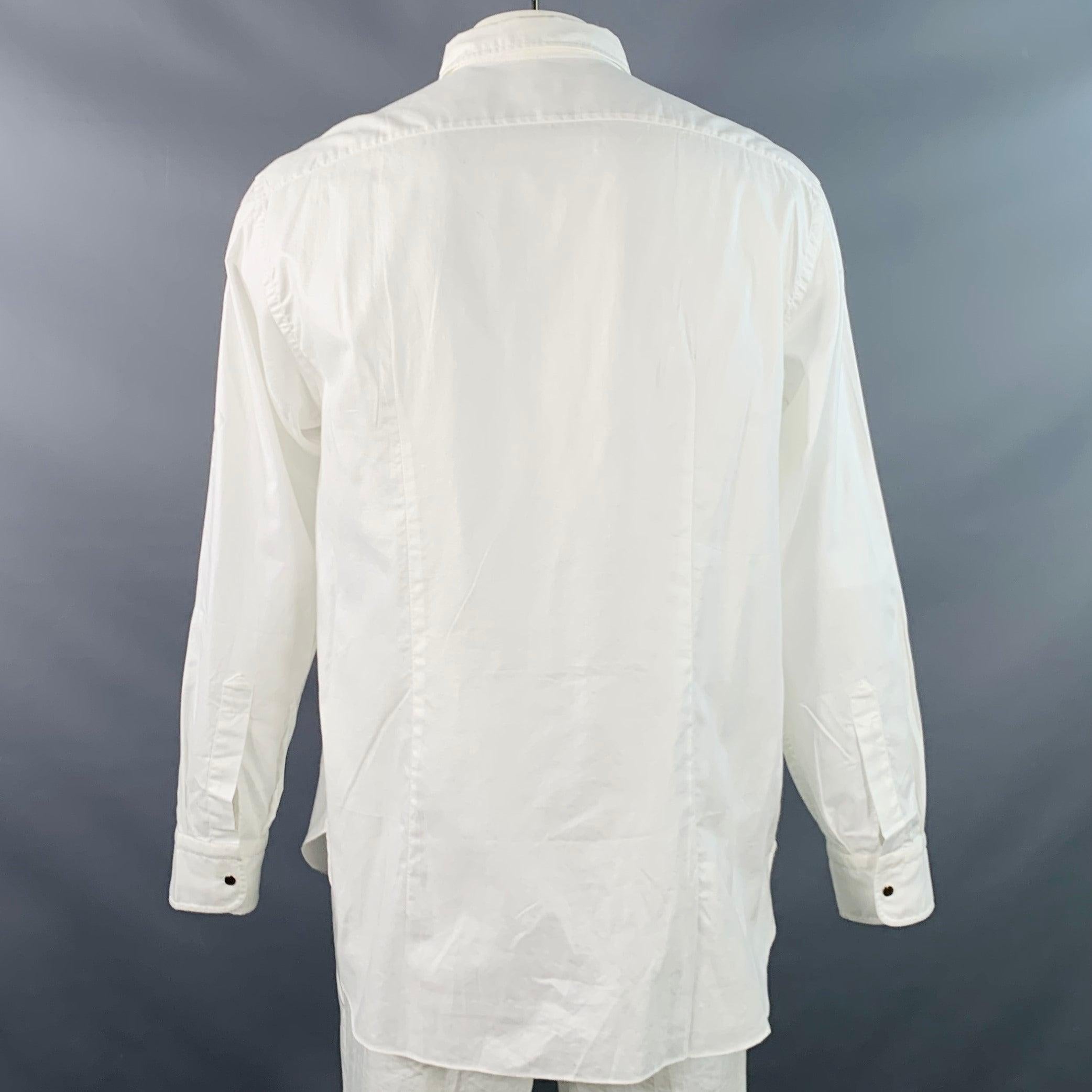 BRIONI Taglia XL Camicia a maniche lunghe in cotone bianco con due tasche e bottoni automatici In condizioni ottime in vendita a San Francisco, CA