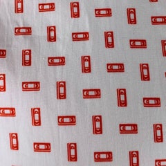 BRIONI Size XL White Red VHS Tape Cotton Long Sleeve Shirt