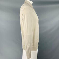 BRIONI Size XXL Oatmeal Beige Knit Cashmere Silk Polo Pullover