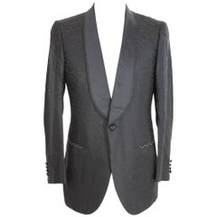 Brioni Smoking Jacket Wool Damasked Vintage Black