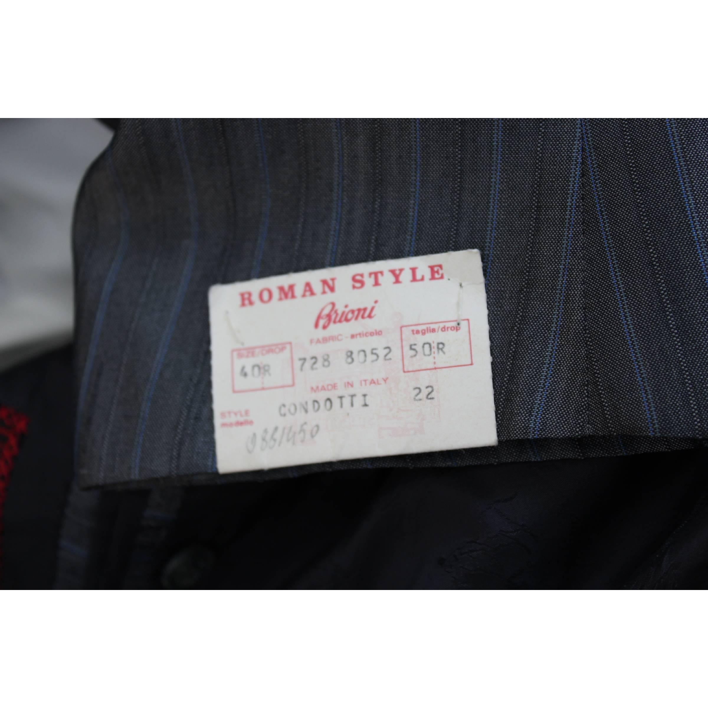 Brioni Suit Pants Jacket Trousers Pinstripe Vintage Gray Silk  6