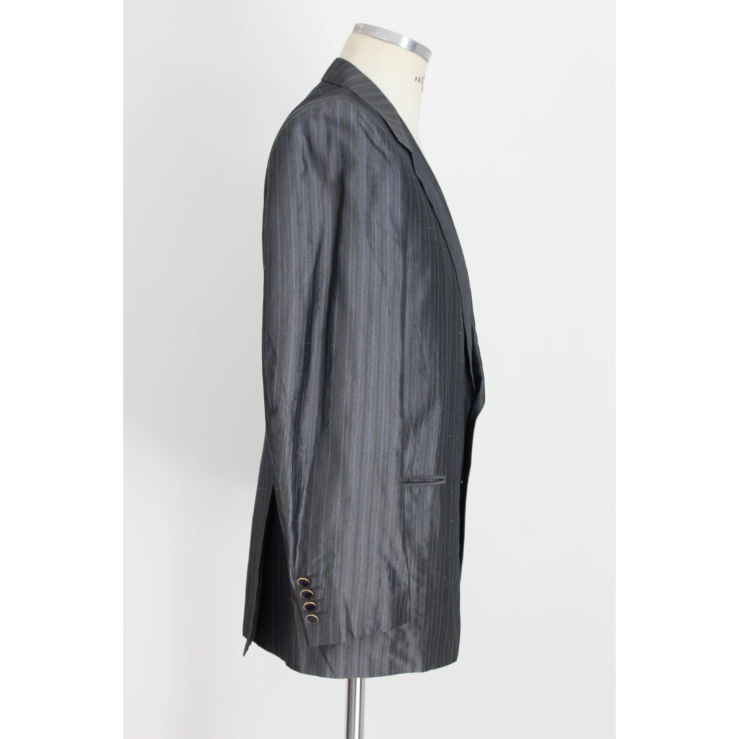 Brioni Suit Pants Jacket Trousers Pinstripe Vintage Gray Silk  In New Condition In Brindisi, IT