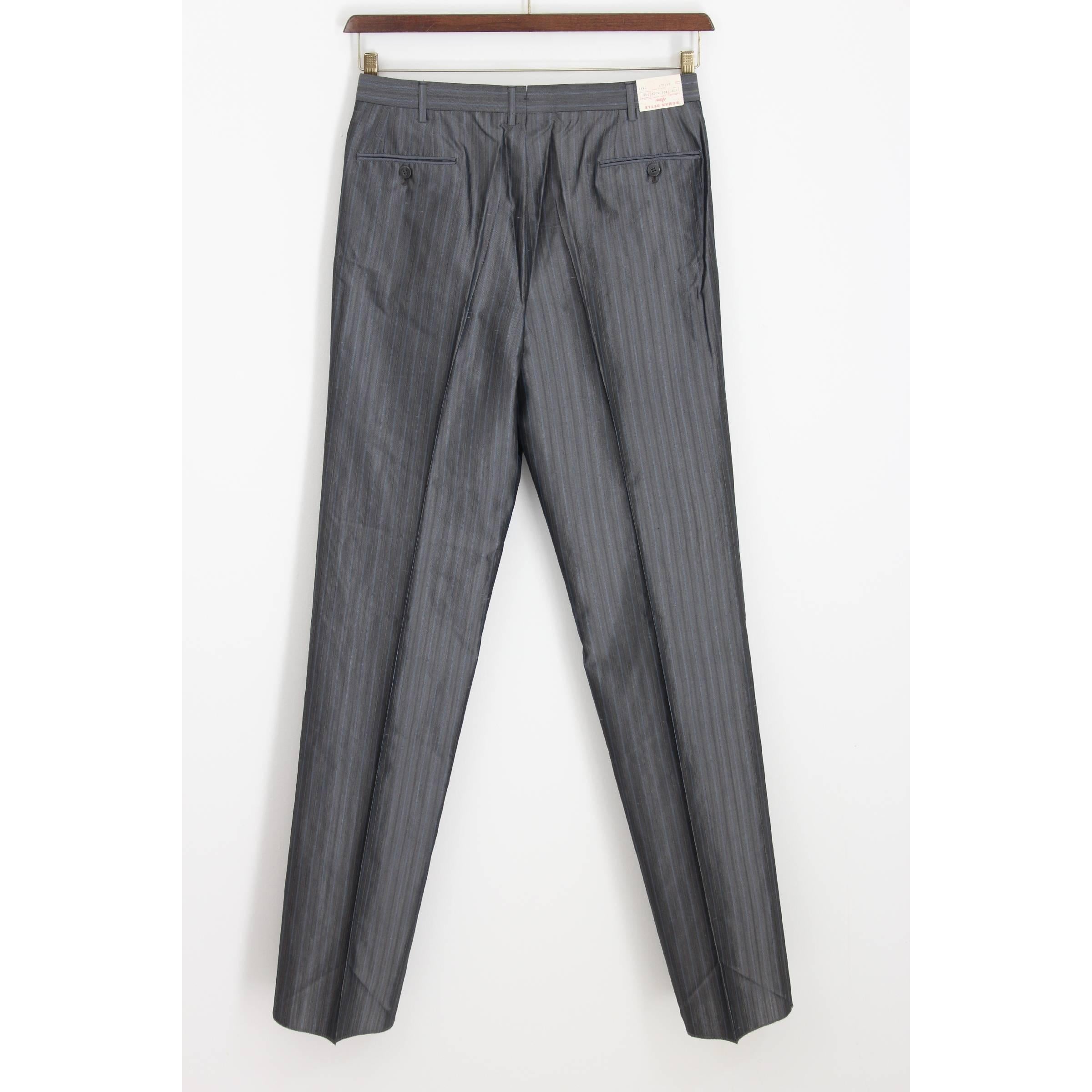 Brioni Suit Pants Jacket Trousers Pinstripe Vintage Gray Silk  2