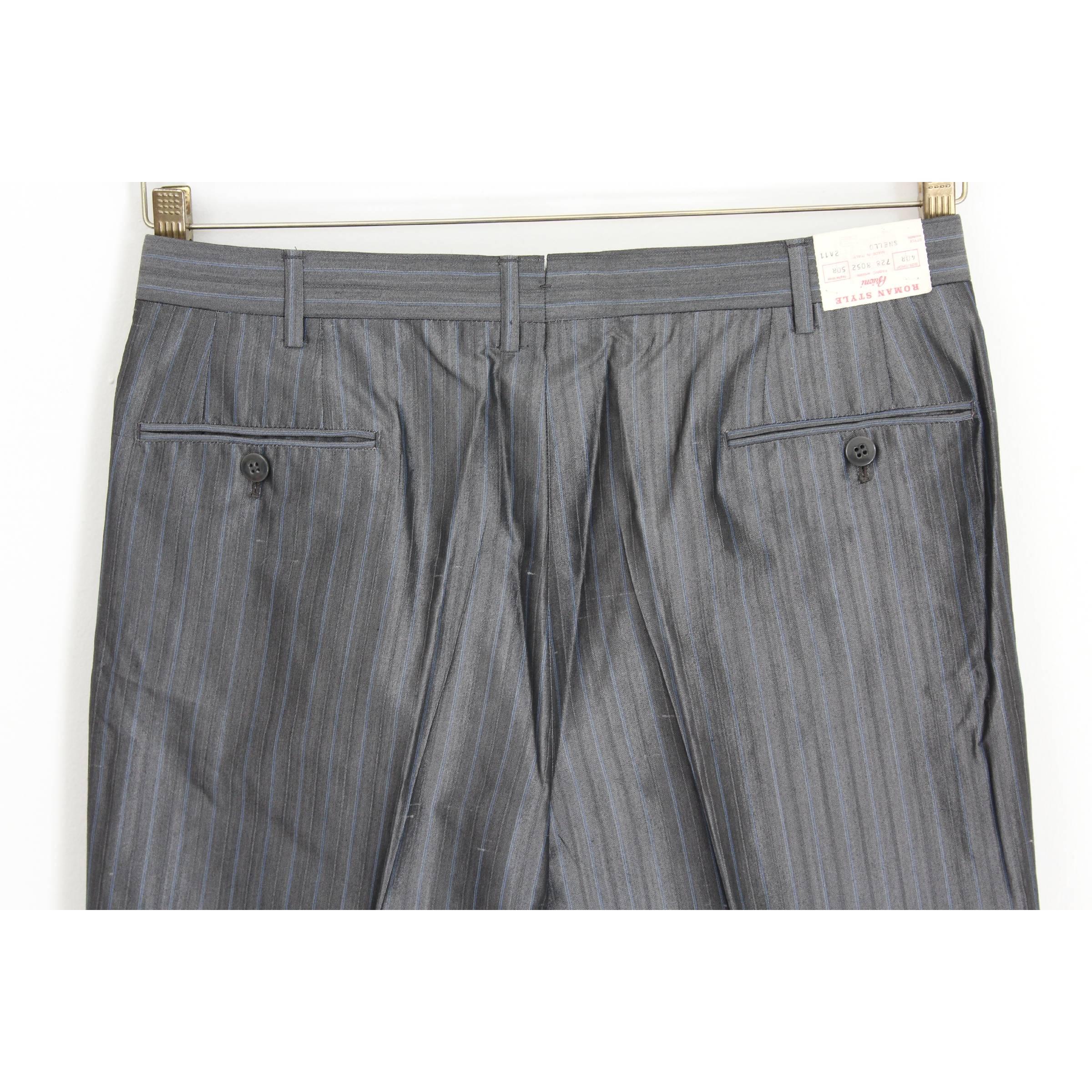 Brioni Suit Pants Jacket Trousers Pinstripe Vintage Gray Silk 3