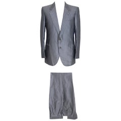 Brioni Suit Pants Jacket Trousers Pinstripe Vintage Gray Silk