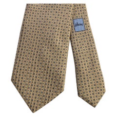 BRIONI Tan Blue Geometric Silk Tie Clip